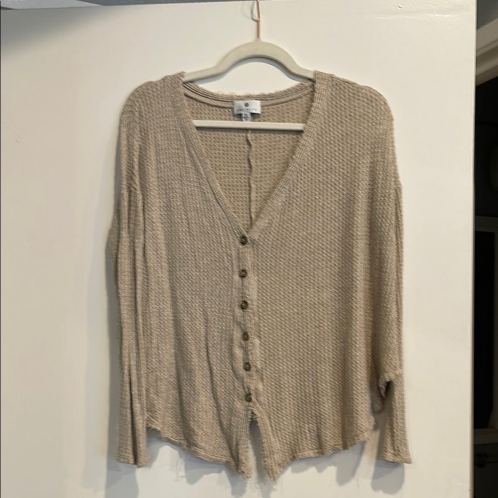Tan Button-Up Cardigan